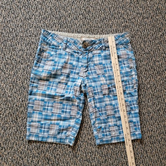 Arizona Jeans Teal Plaid Patchwork Boho Shorts Junior Size 7 - Picture 2 of 7